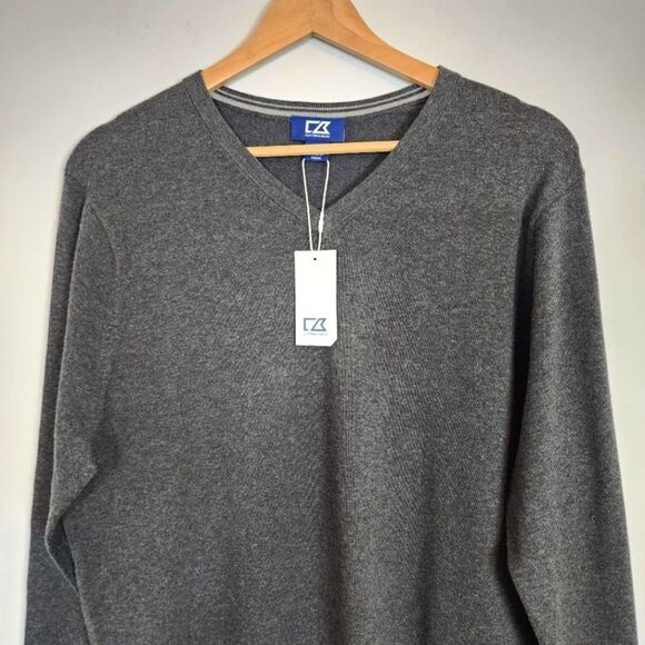 NWT Cutter & Buck Lakemont Tri-Blend Mens V-Neck Pullover Grey Sweater Size Smal - Picture 4 of 13